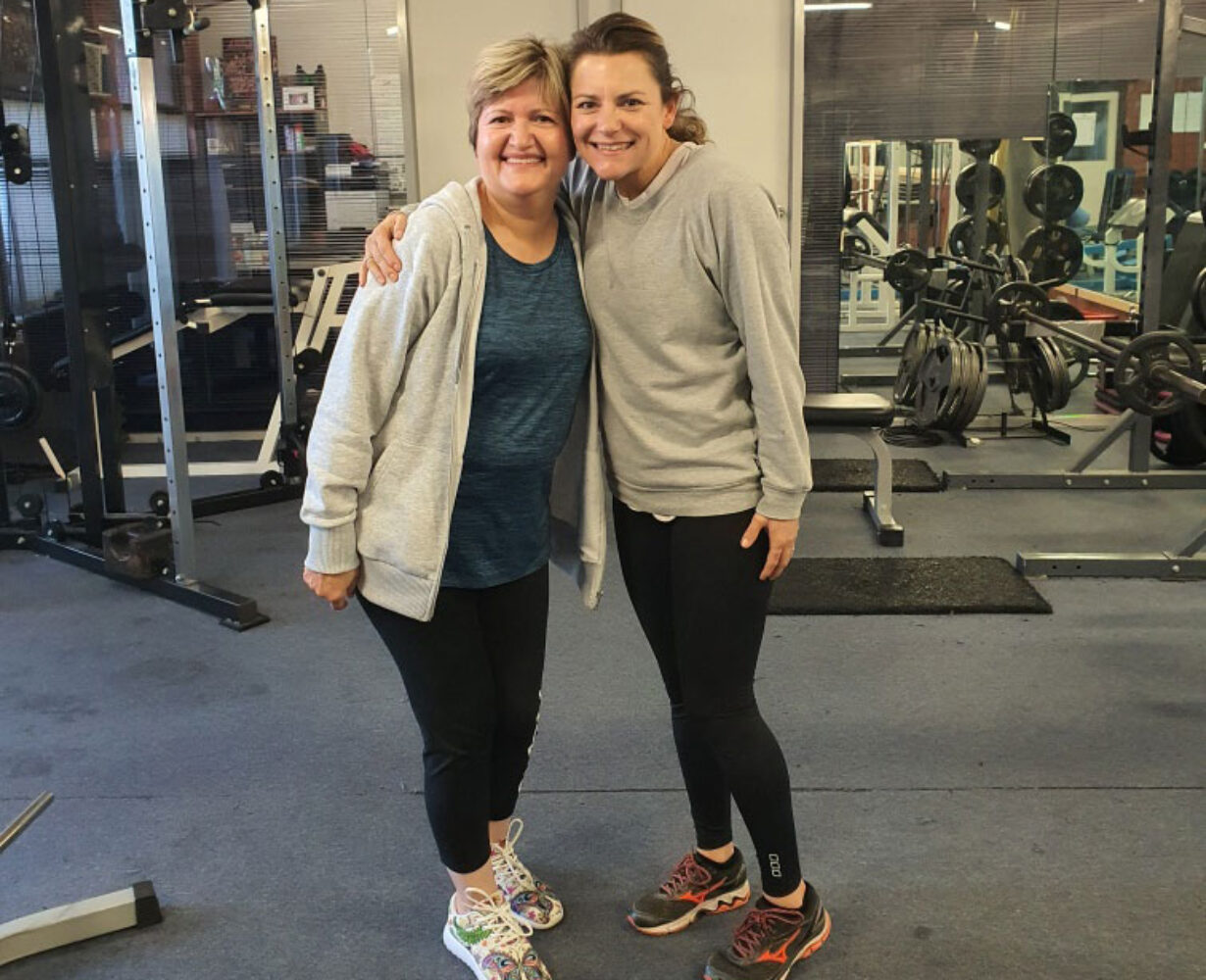 Maria Maffei with trainer Cass, before her Power to Move transformation.